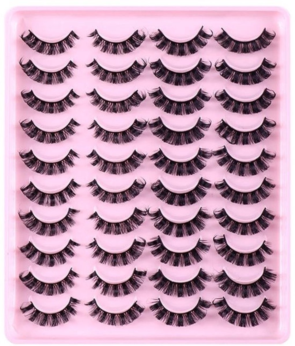 Natuurlijke Strip Wimpers - Russische Kleur - 20 Pairs - Cateye Effect - Handgemaakte Valse Wimpers