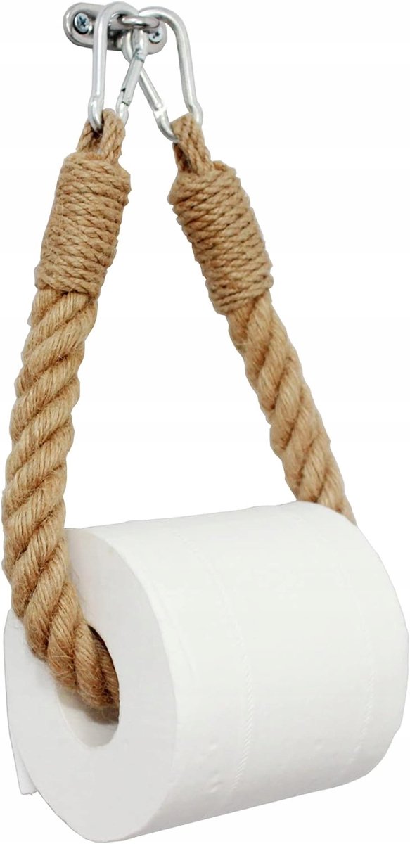 Merkloos Vintage Jute Touw Toiletpapierhouder Wandmontage