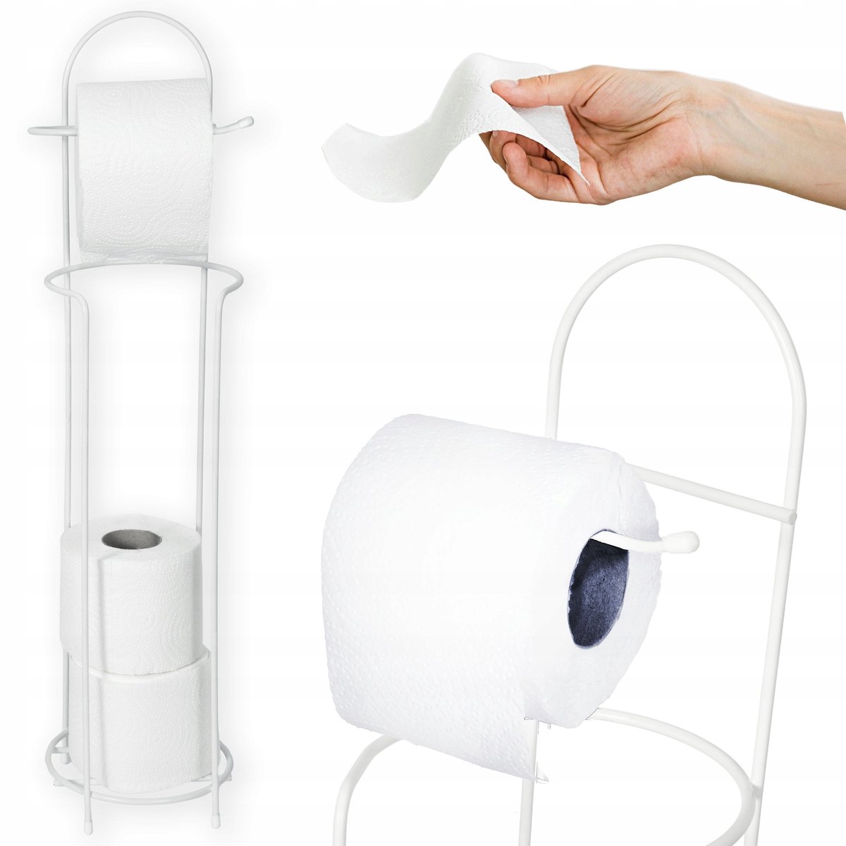 Merkloos Wit Toiletpapierhouder met Opslag voor Reserve Rollen