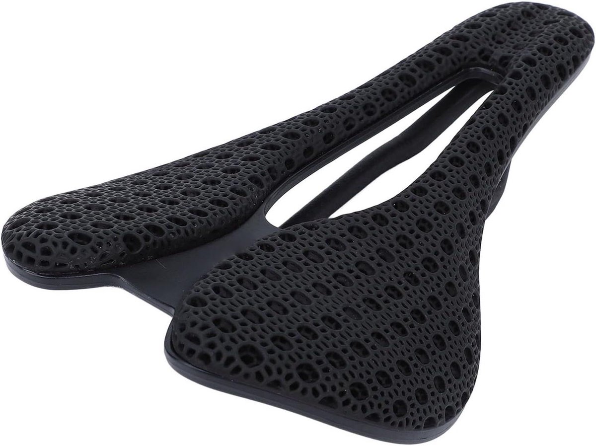Fietszadel 3D-geprint - Racefietszadel Ergonomisch - Comfortabel Fietsen - Gedifferentieerde Schokabsorptie - 250 mm x 143 mm - Zwart