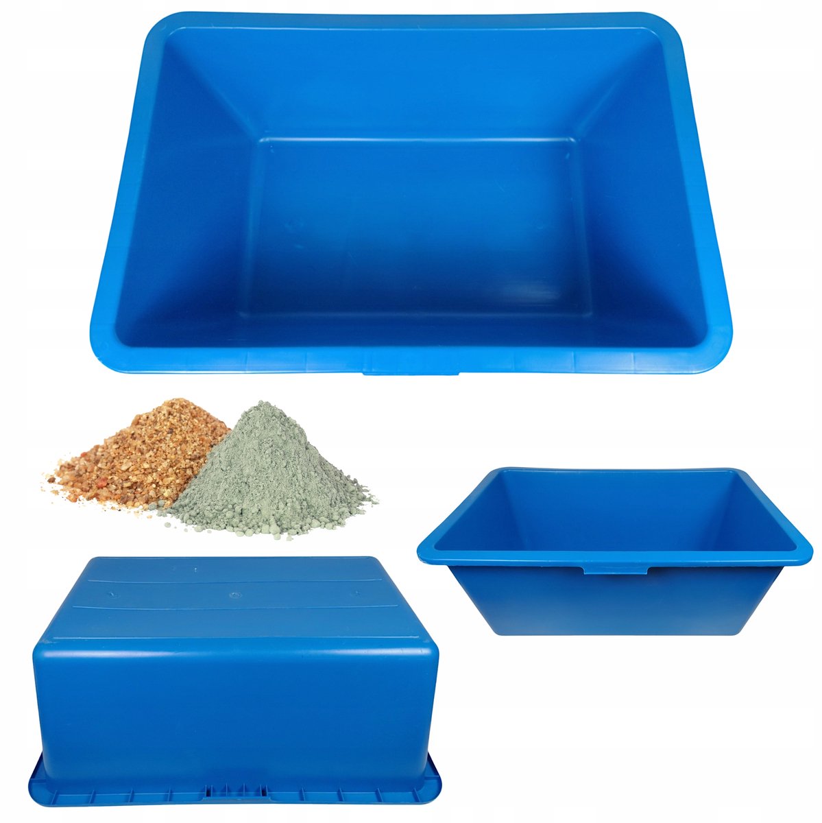 Bouwemmer 60L Rechthoekig Blauw Sterk Kunststof Mengbak