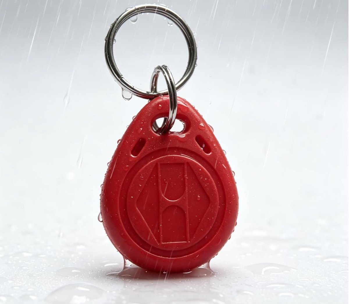 (Pack of 100) RFID Proximity Em4100 125KHz ID Card Tag Keychains for Access Control System (Red) - ShopVlot