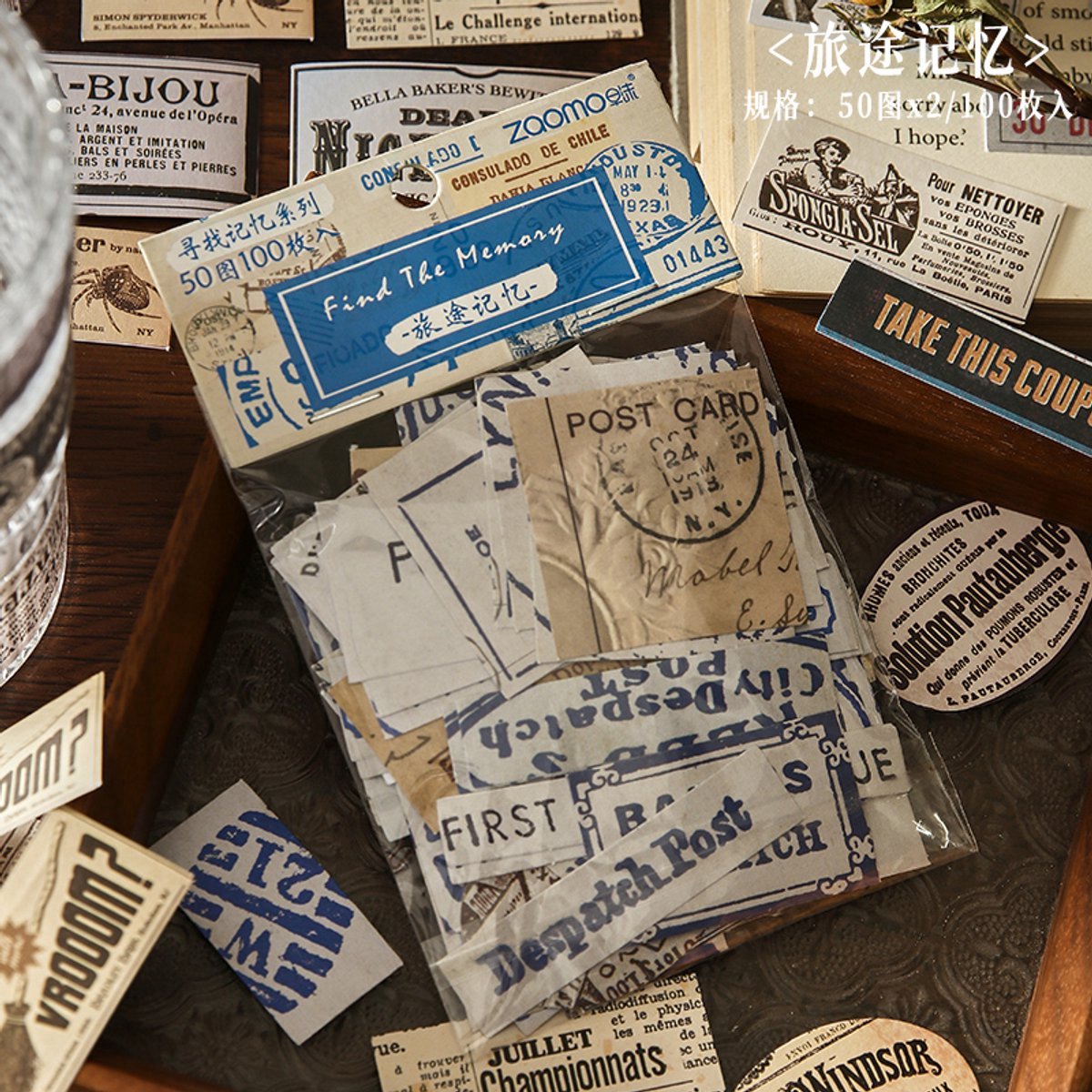 Casalora Vintage Stickers Set - 60 Stuks Scrapbook Stickers - Mix Materiaal Stickers voor Junk Journal, Scrapbooking en DIY Decoratie