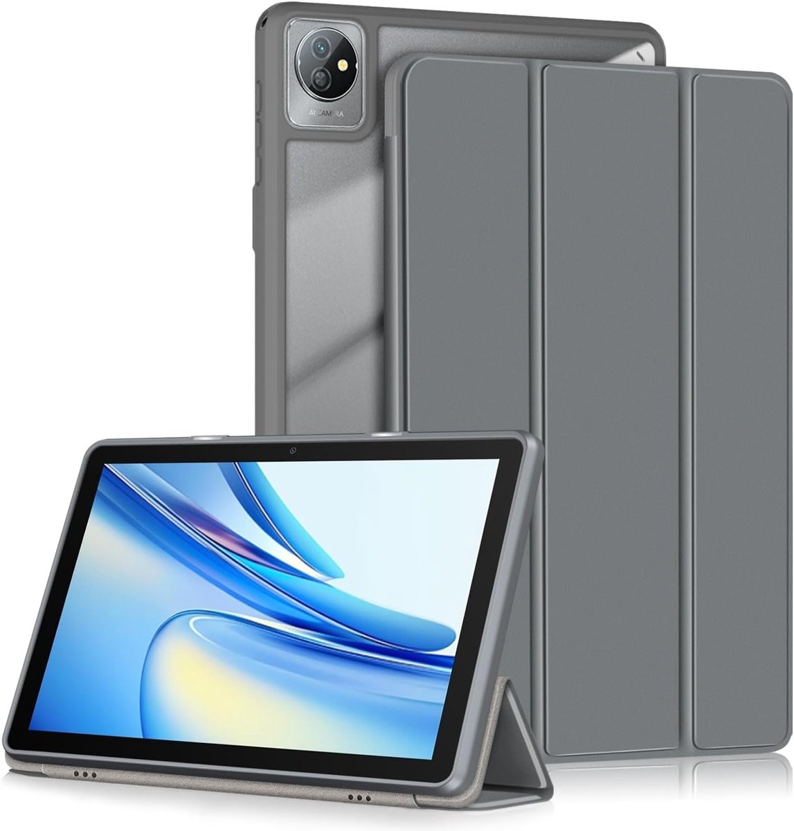 Tablet Hoes voor Blackview Tab 70 - Translucent Grijs - Met Standfunctie - Automatische Wake/Sleep - ShopVlot