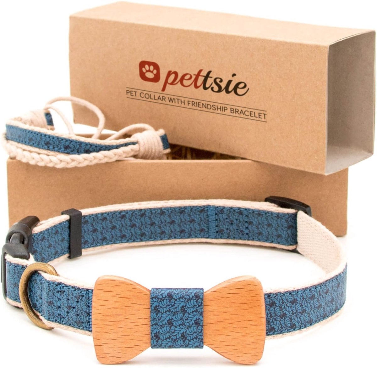 Hondenhalsband met strikje - verstelbaar X-Small, Small, Medium - duurzame hennep - stijlvol voor hond en eigenaar - ShopVlot