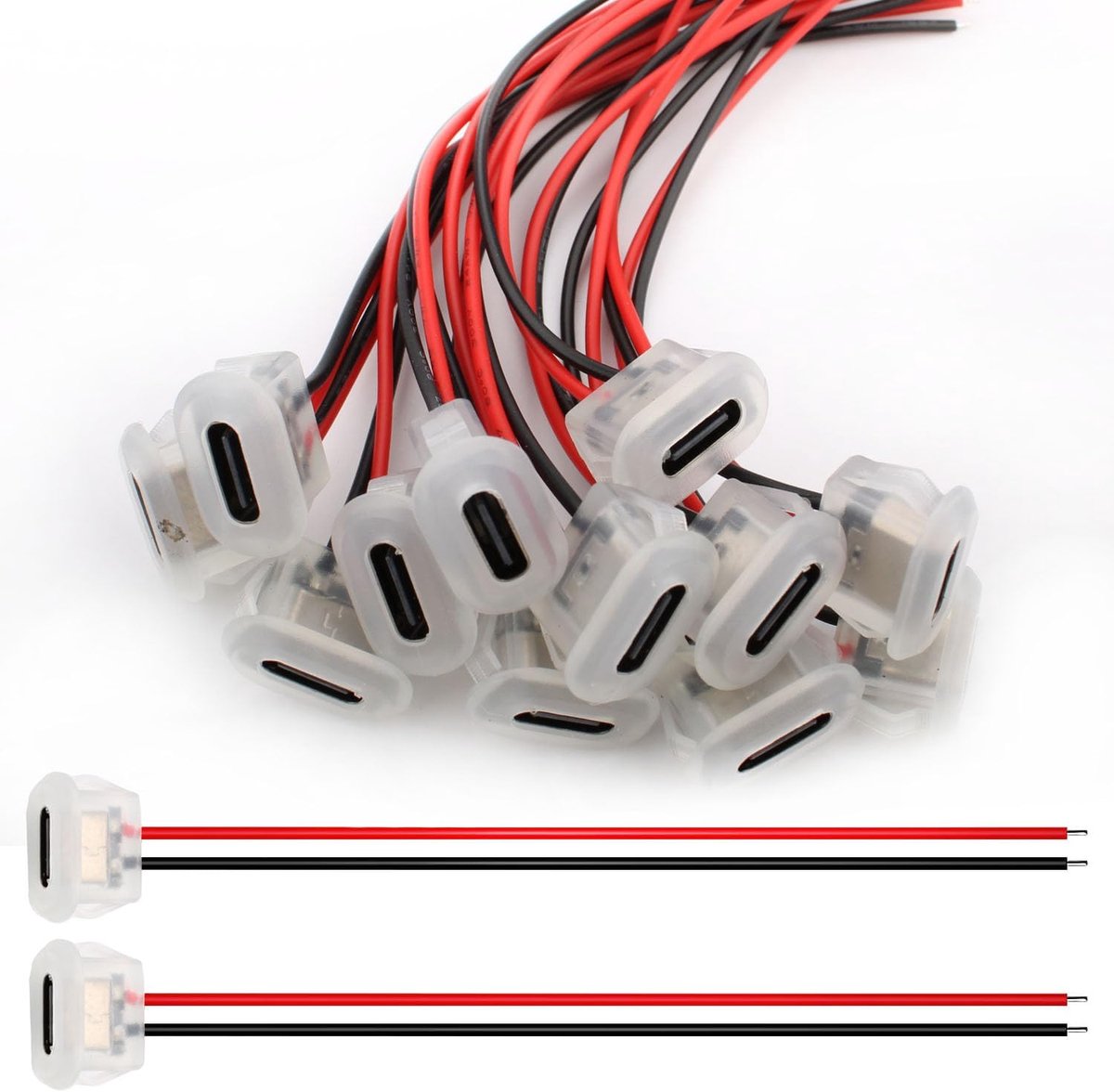 USB C connector 12-pack - 3A 2-pins - met snap groove buckle - eenvoudig te installeren - ShopVlot