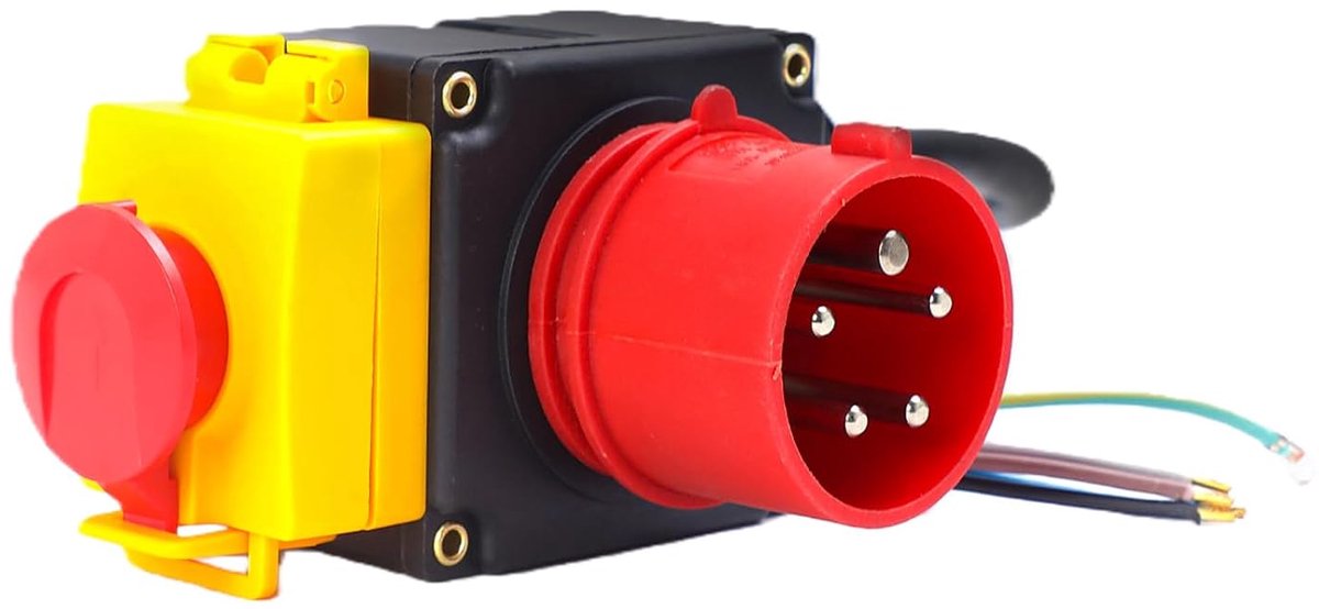 Motorbeschermschakelaar 400 V - 3-fase met IP54 - waterdichte noodstop met 80 cm kabel - ideaal voor tafelzagen - ShopVlot