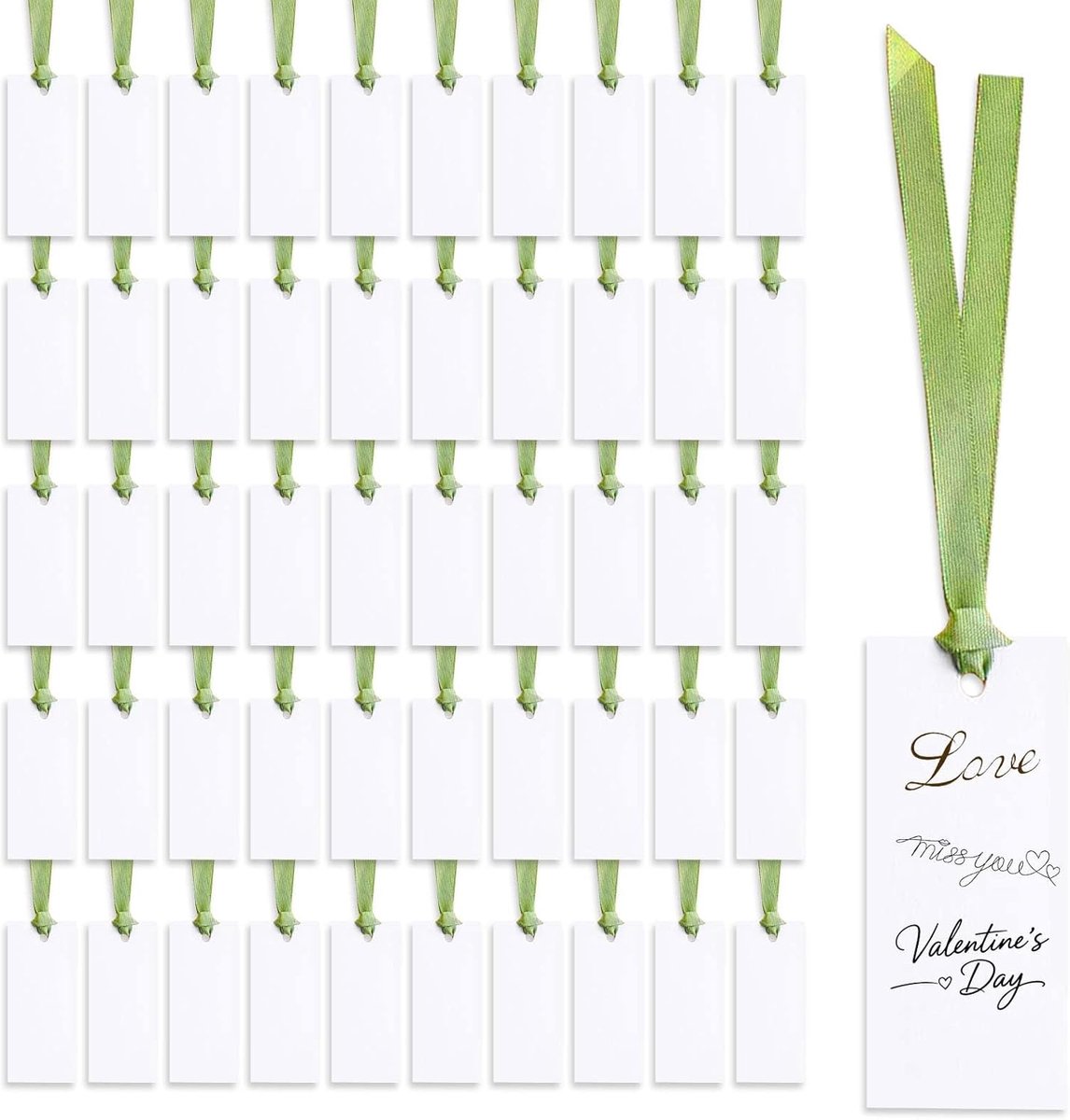 Gereserveerde zitborden 100 stuks - 9 cm wit en groen - met lint - voor bruiloft decoratie - ShopVlot