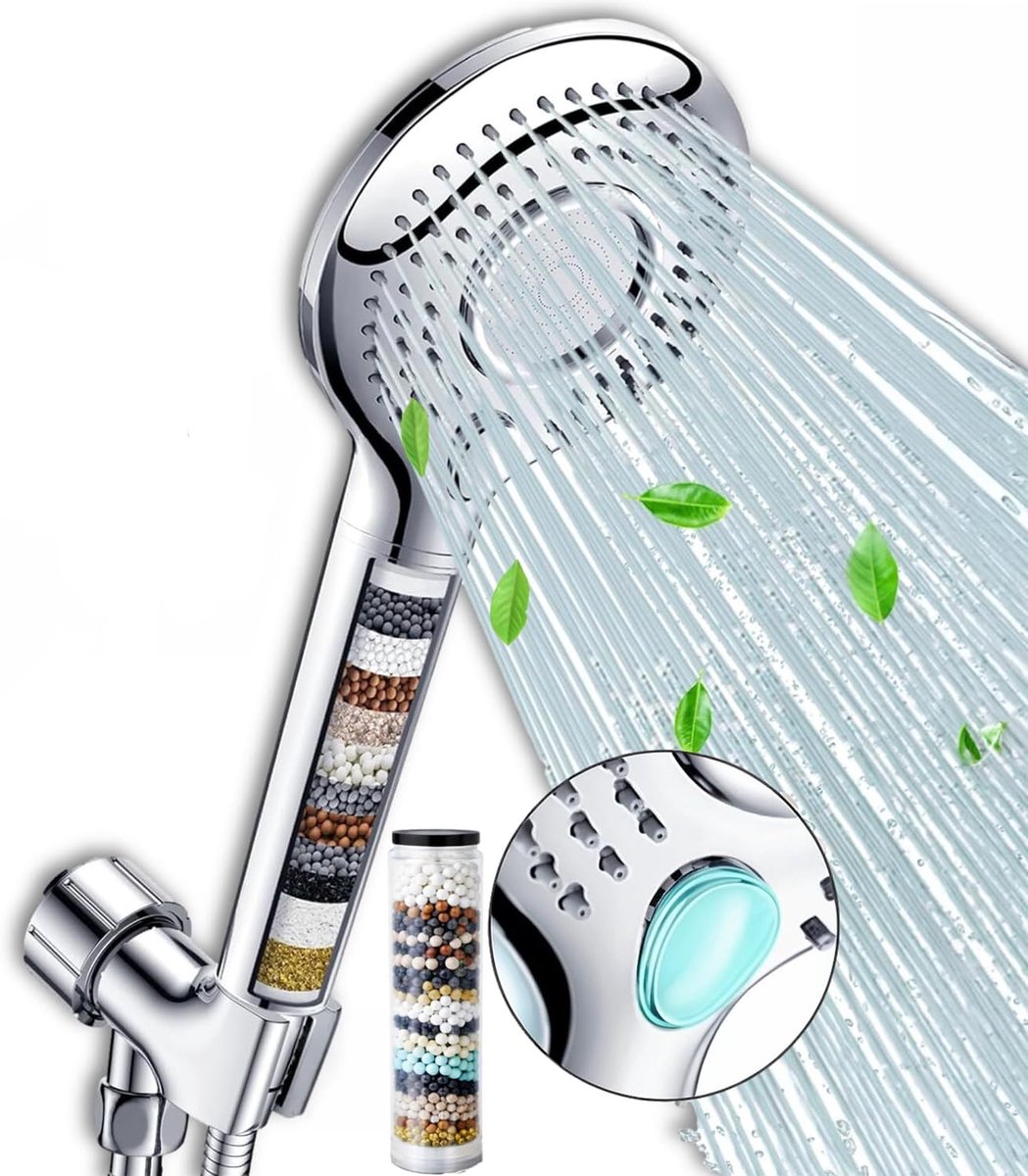 Douchestraal met waterfilter - waterbesparende douchestraal - multi-laags filter - ShopVlot