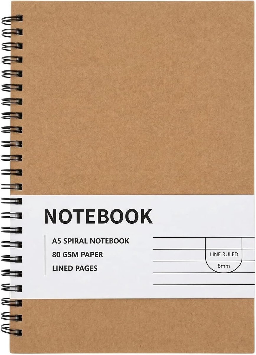Notitieboek A5 - gelinieerd - 120 pagina's - spiraalvormig ontwerp - ideaal voor aantekeningen - ShopVlot