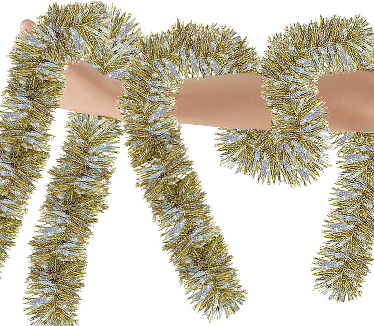 Lametta-slinger 10 m - kunstdennen - glitterend - voor kerstboomdecoratie - ShopVlot