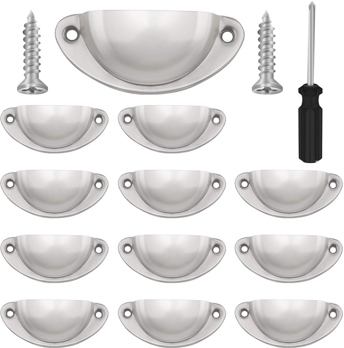 Halve maan shell cup handgrepen 12 stuks - zilver - stijlvol ontwerp - ideaal voor meubels - ShopVlot