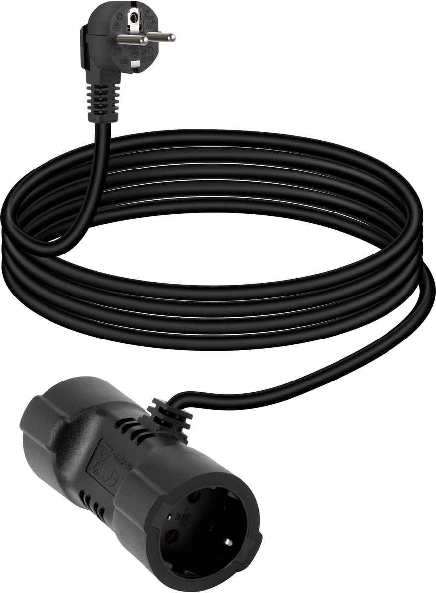 Verlengsnoer met 2-Weg Schuko Stopcontact - Aardingskabel 1 naar 2 - Zwart, Flexibel design - ShopVlot