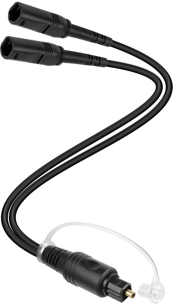 Toslink digitale optische splitter kabel 1 in 2 uit - 1x2 audio splitter - 1 mannelijke naar 2 vrouwelijke - ShopVlot