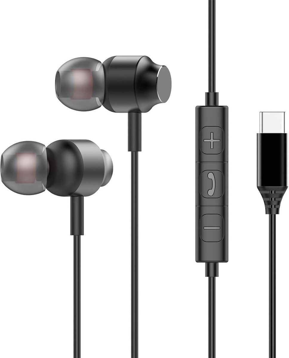 In-ear hoofdtelefoon met kabel USB-C - perfect draagcomfort - microfoon - ideaal voor lange luister sessies - ShopVlot
