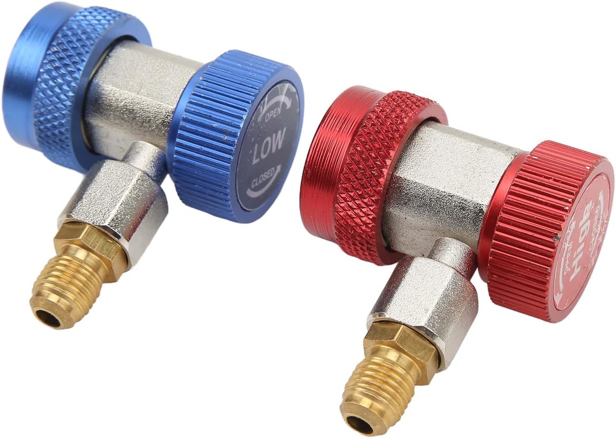 R134A AC Quick Release Adapter Set - 2-delige connectoren - Hoog/laag instelbaar - Voor airconditioning onderhoud - ShopVlot