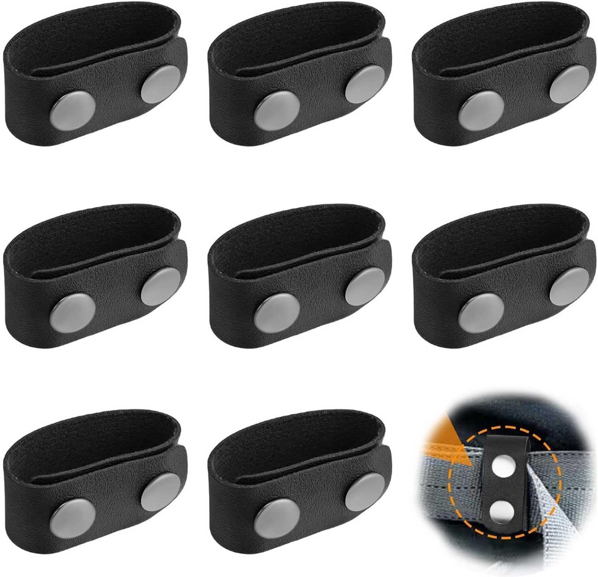 Belt Loops 8 Stuks - Dubbele Drukknopen - Leer voor 2 en 2,25 Inch Riem - Lichtgewicht en Duurzaam voor Kamperen - ShopVlot