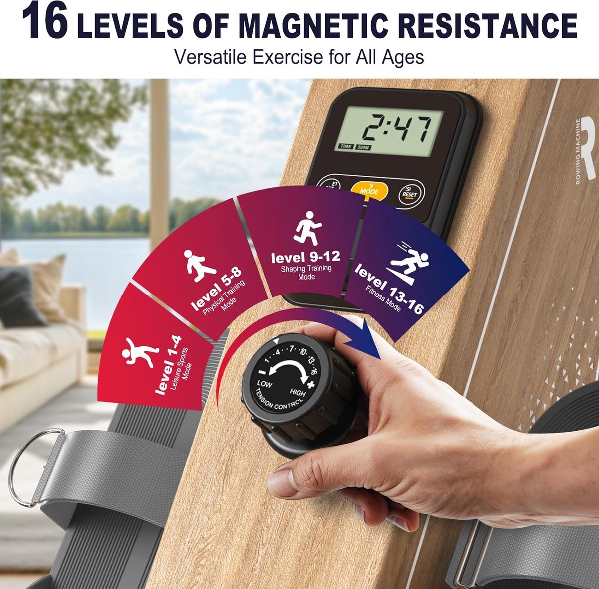 Roeimachine - Magnetisch met Bluetooth Monitor - 16 Weerstandsniveaus - Compact voor thuisgebruik - ShopVlot