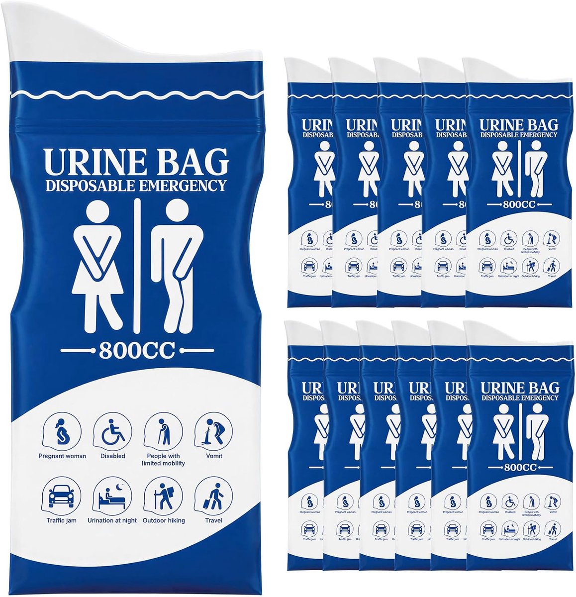 Urinezakjes 800 ml - Draagbaar en Wegwerp - Voor Mannen en Vrouwen - Ideaal voor Noodgebruik - ShopVlot
