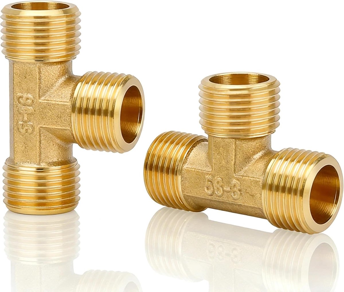 T-stuk 1/2 inch messing - 3 externe draaikoppen - duurzame oplossing voor badkamer en keuken - SnelShoppen