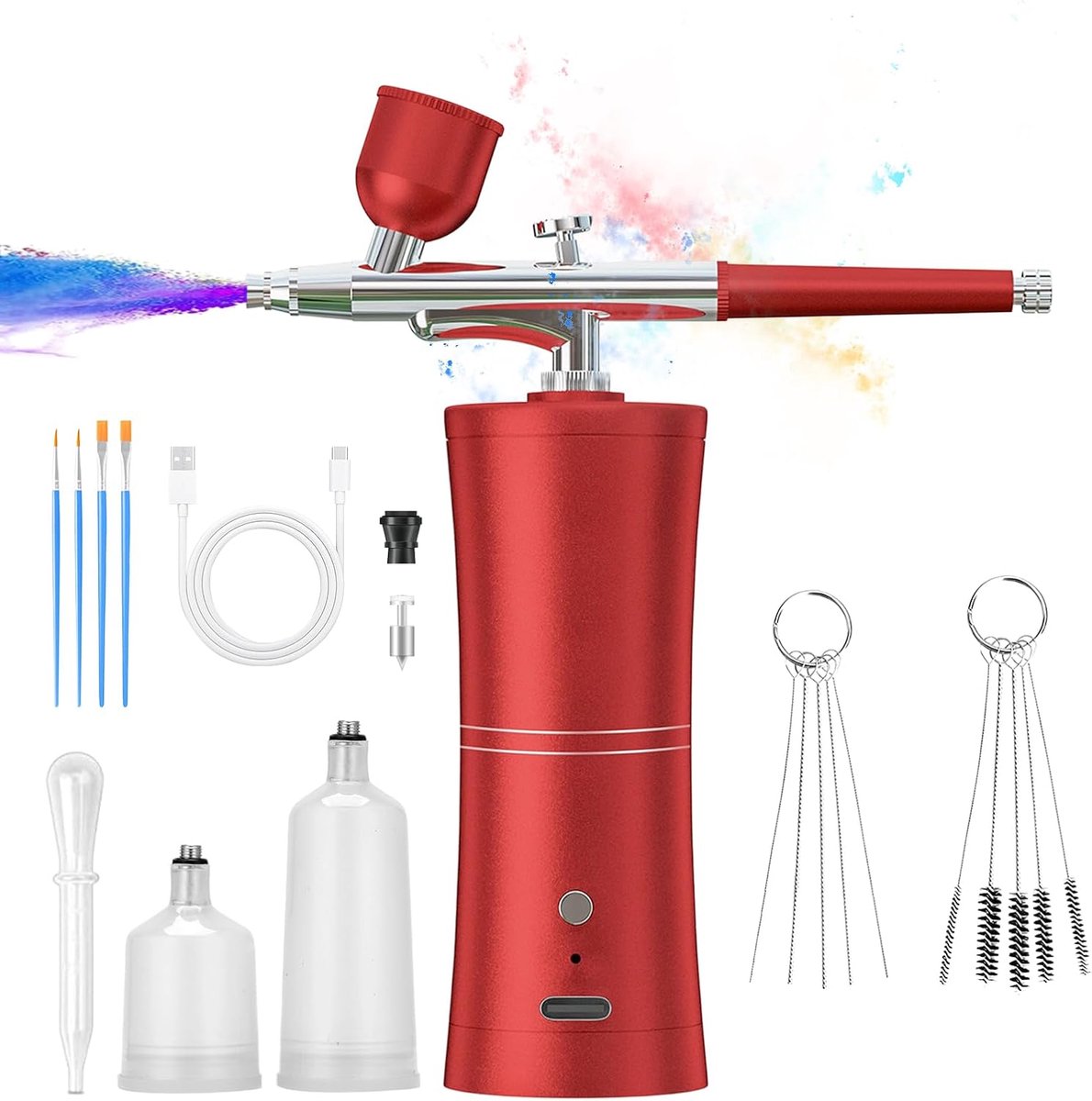 Draadloze airbrush-set met compressor - oplaadbare accu-airbrushkit - handheld airbrushpistool - SnelShoppen