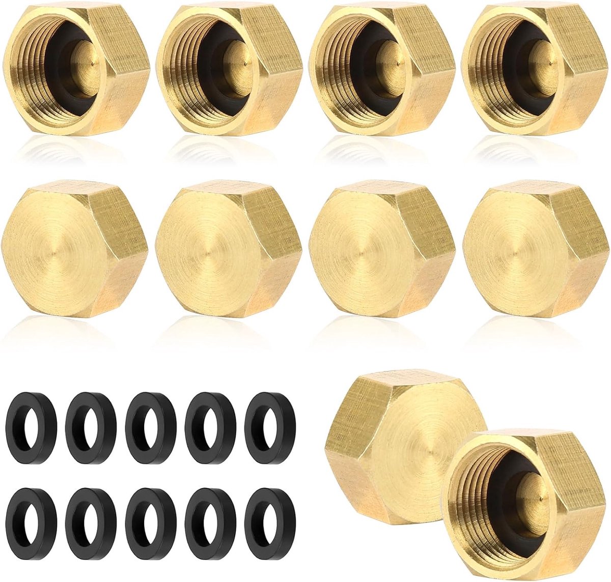Blindplug 3/8 Inch - Messing Hexagonaal - Rubberafdichtingen - Veilig voor tuinleidingen - SnelShoppen