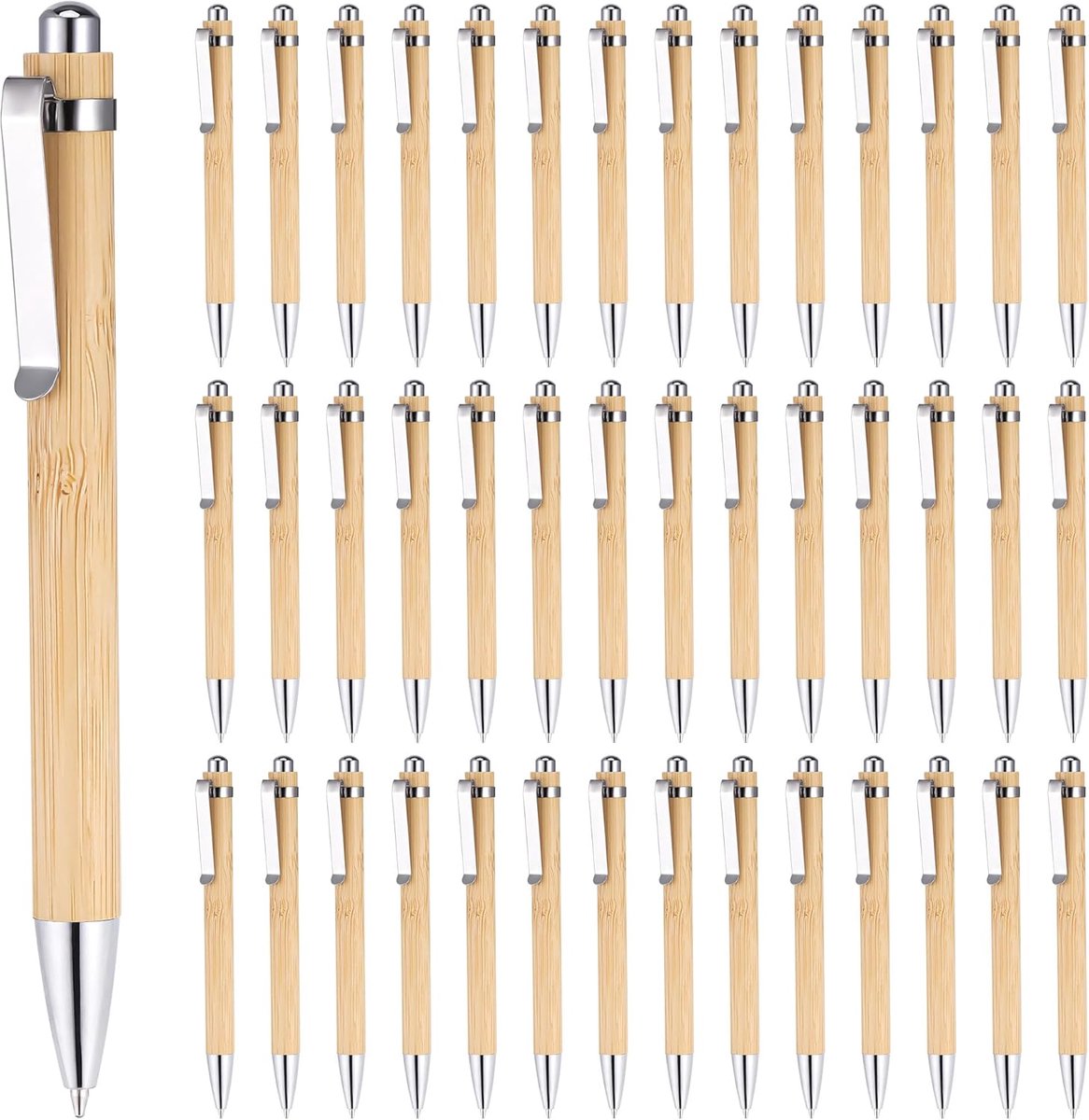 Houten balpen 0.5 mm - pakket van 40 - bamboe - voor schrijven en notities - SnelShoppen