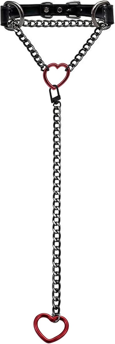 Halsband hartvormig verstelbaar - PU-leer - punk-gothic O-ring - alternatief modeaccessoire voor volwassenen - SnelShoppen