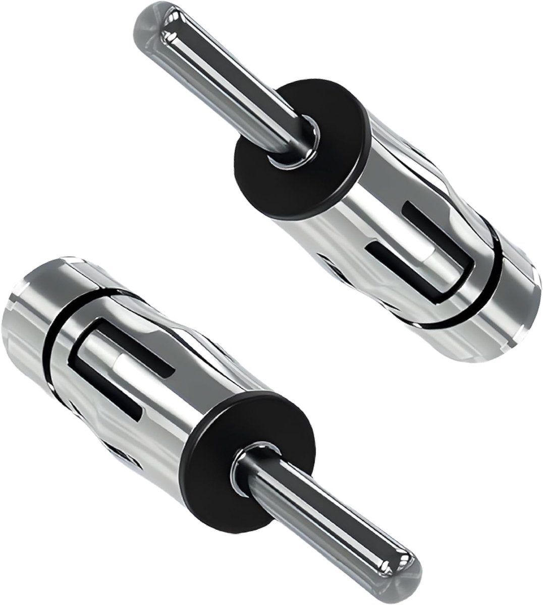 DIN-stekker naar ISO-stekkeradapter - zilver en zwart - set van 2 - compatibiliteit voor audioconnectoren - SnelShoppen