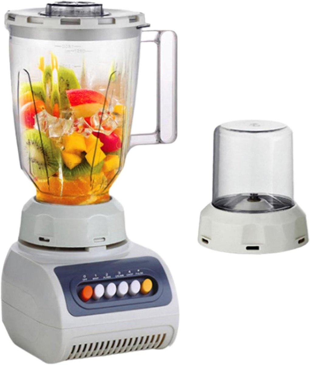 Keukenmixer Dubbele Pot - Elektrische Blender - Gezonde Dranken Maken - Afneembare Mesbasis - 1.5 Liter - Wit