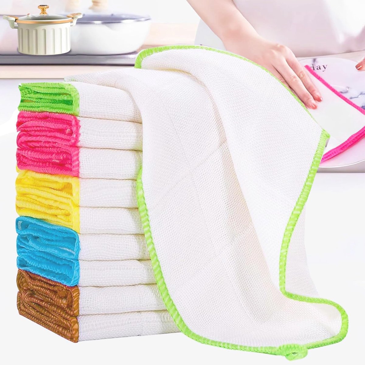 Keukenhanddoeken 30 x 30 cm - Bamboe microvezel - Super absorberend - Ideaal voor afwassen - ShopVlot