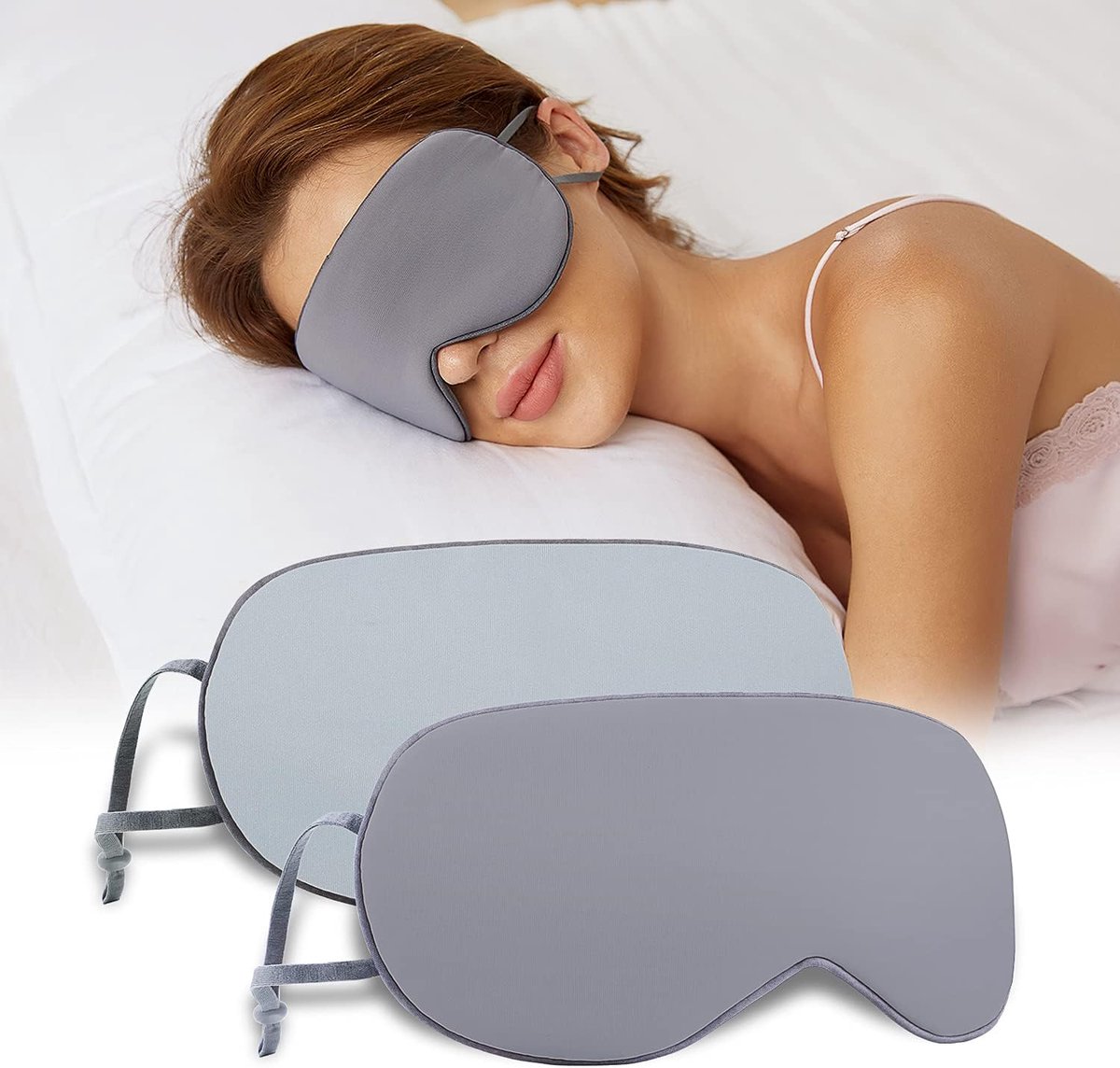 Slaapmasker voor mannen en vrouwen - Reversible oogmaskers - Katoen en zijde - Perfecte slaap voor thuis en op reis - ShopVlot