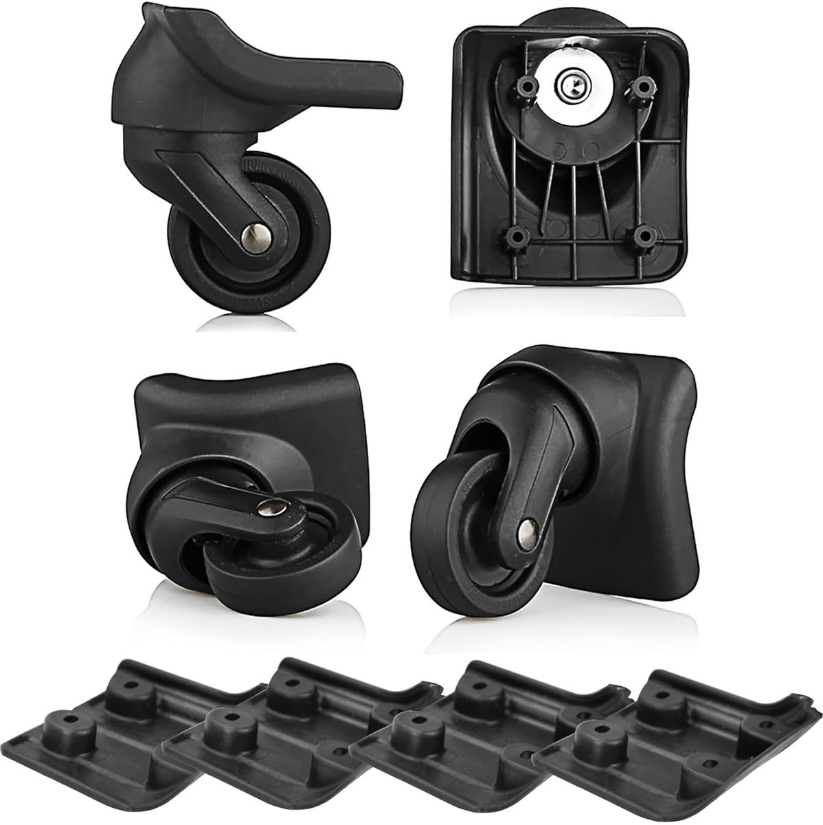 SnelShoppen - Koffers Vervangwielen - Luggage Wheels voor DIY Reparatie - Zwarte Vervangwielen met 4 Schroefgaten - Perfect voor Reiskoffers