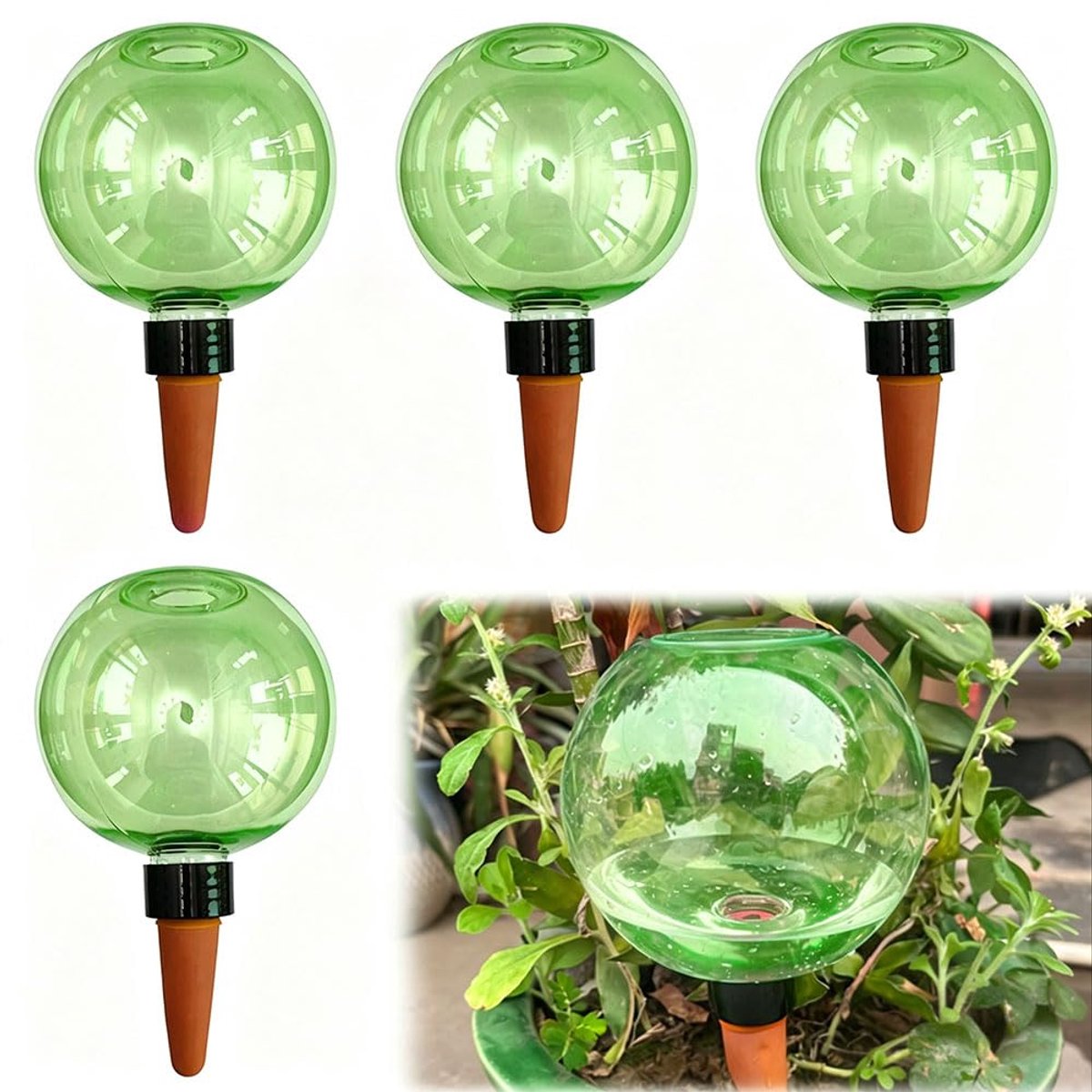 Zelfbewaterende bewateringsballen 500 ml - groen - 4 stuks - ideale irrigatie voor planten - ShopVlot