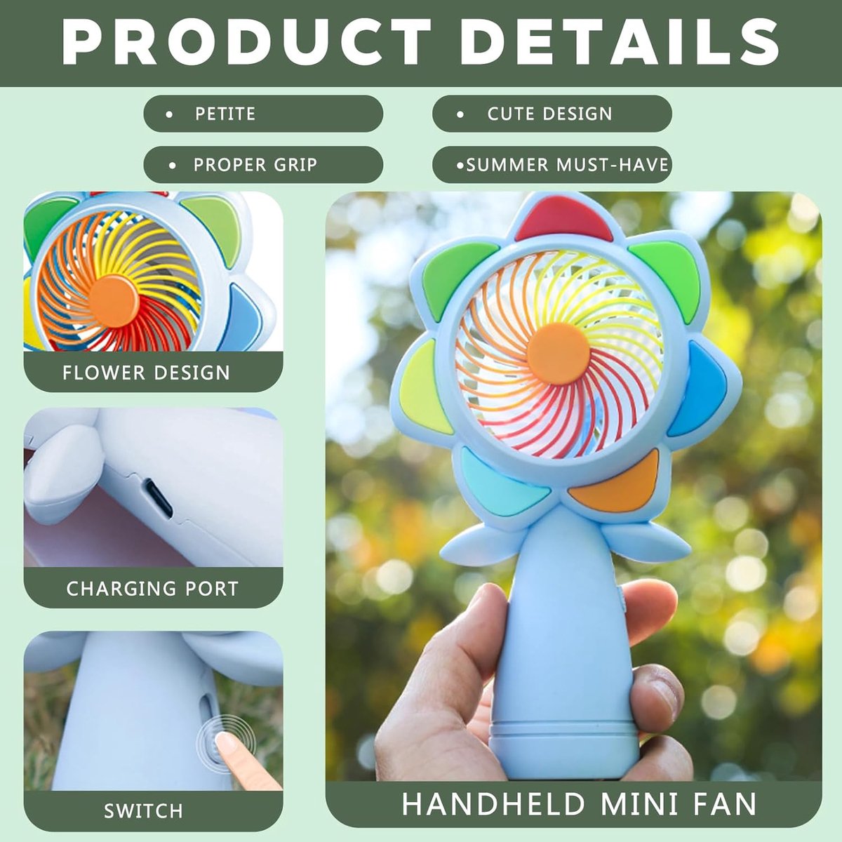 Mini ventilator bloemvorm - USB oplaadbaar - Stil en draagbaar - Perfect voor onderweg - ShopVlot