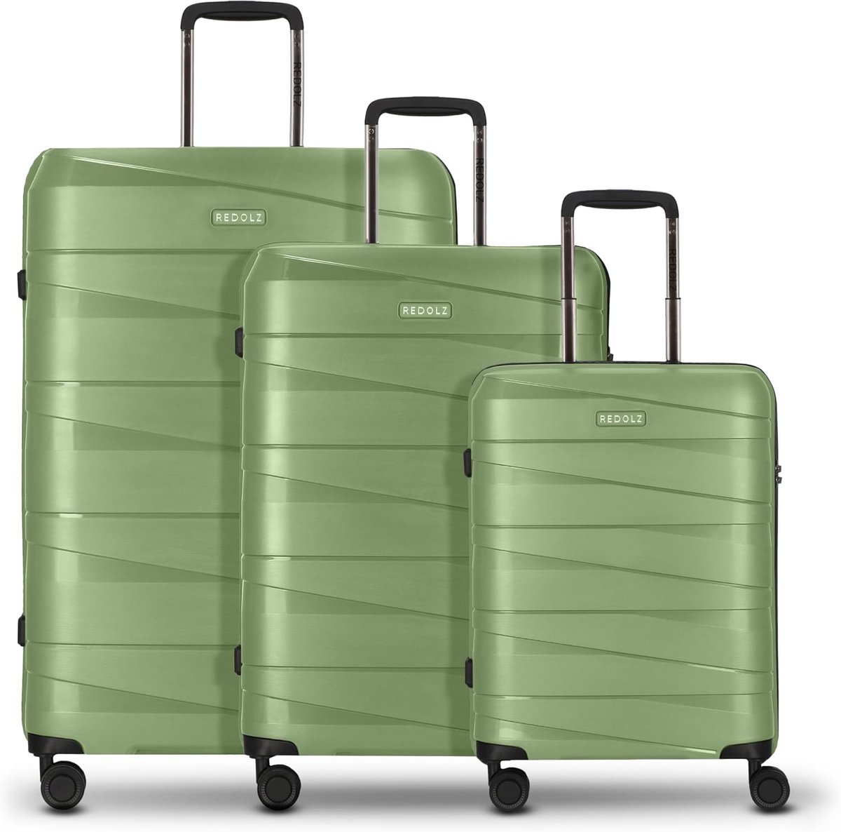SnelShoppen - Hard Trolley Koffer Set 3-delig - Ruime en Stevige Reiskoffers - Groen Metallic - Voor Vakanties, Weekendjes Weg en Vliegreizen