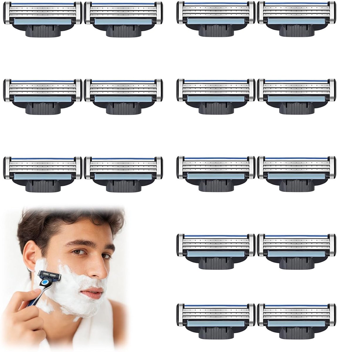 Scheermesjes Mach 3 - 16 vervangbladen - 3-laags met dubbele glijstrip - Flexibele scheerervaring - ShopVlot