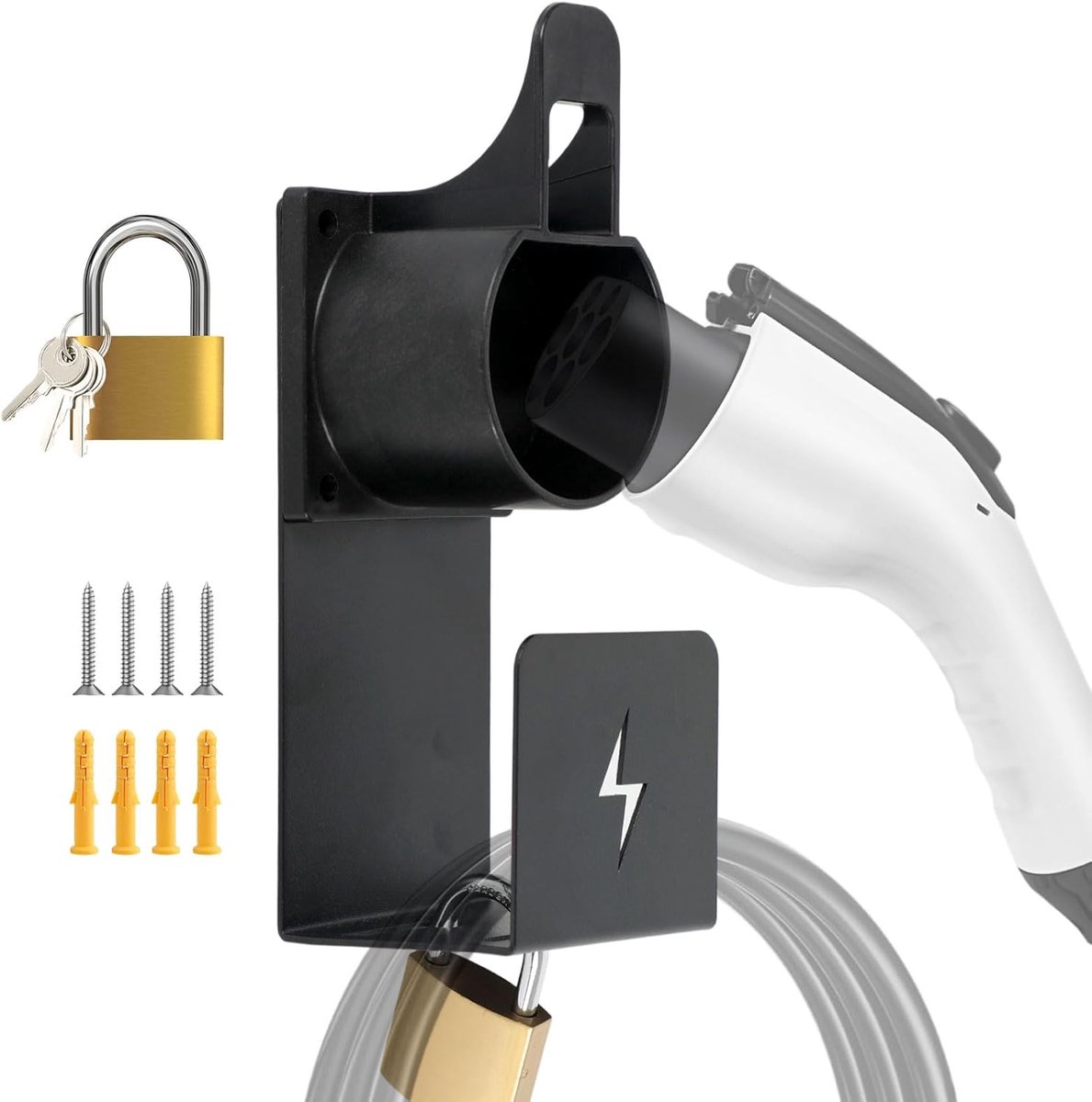EV laadkabelhouder type 2 - Wandmontage met slot - Weerbestendig en beveiligd - Ideaal voor openbare ruimtes - ShopVlot