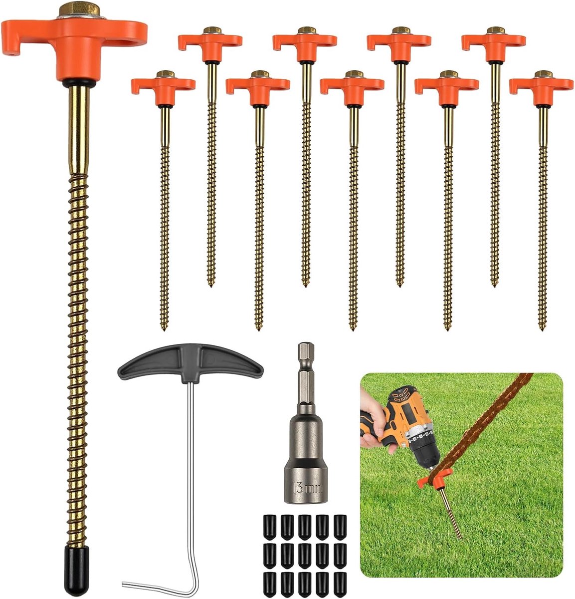 Schroefharingen 20,5 cm - Stalen tentpinnen - Sterk en duurzaam - Ideaal voor camping - ShopVlot