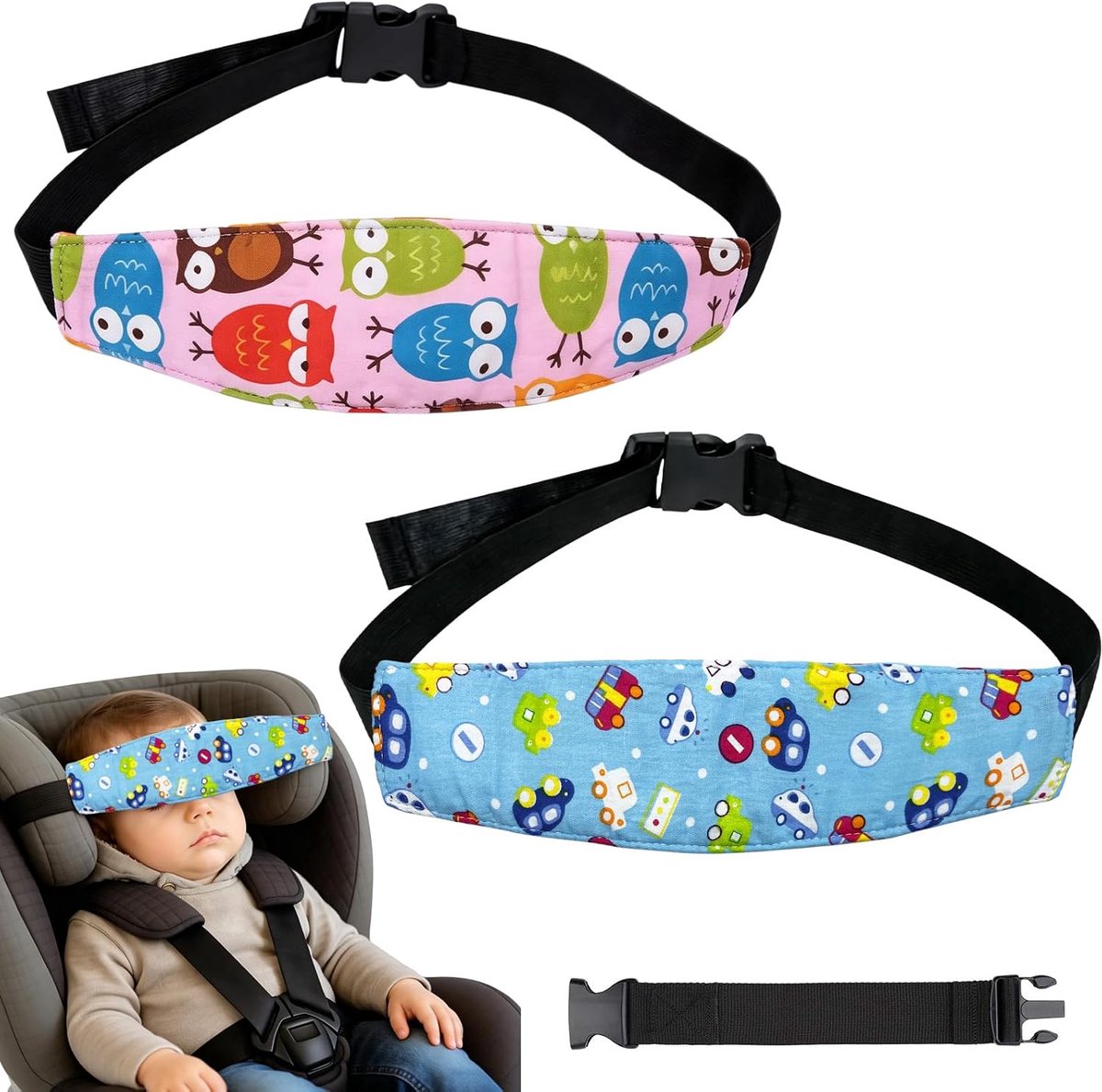 SnelShoppen - Hoofdsteunhouder voor Kinderen 2 stuks, Verstelbare Veiligheidshoofdsteun voor Baby's en Kinderen, Ideaal voor Slapen in de Auto en Kind