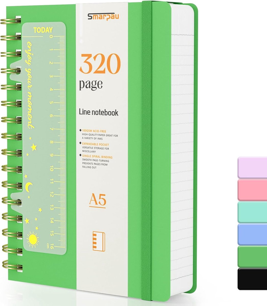 Spiraal notitieboek A5 - PVC hardcover - 320 pagina's - ideaal voor schrijven - ShopVlot