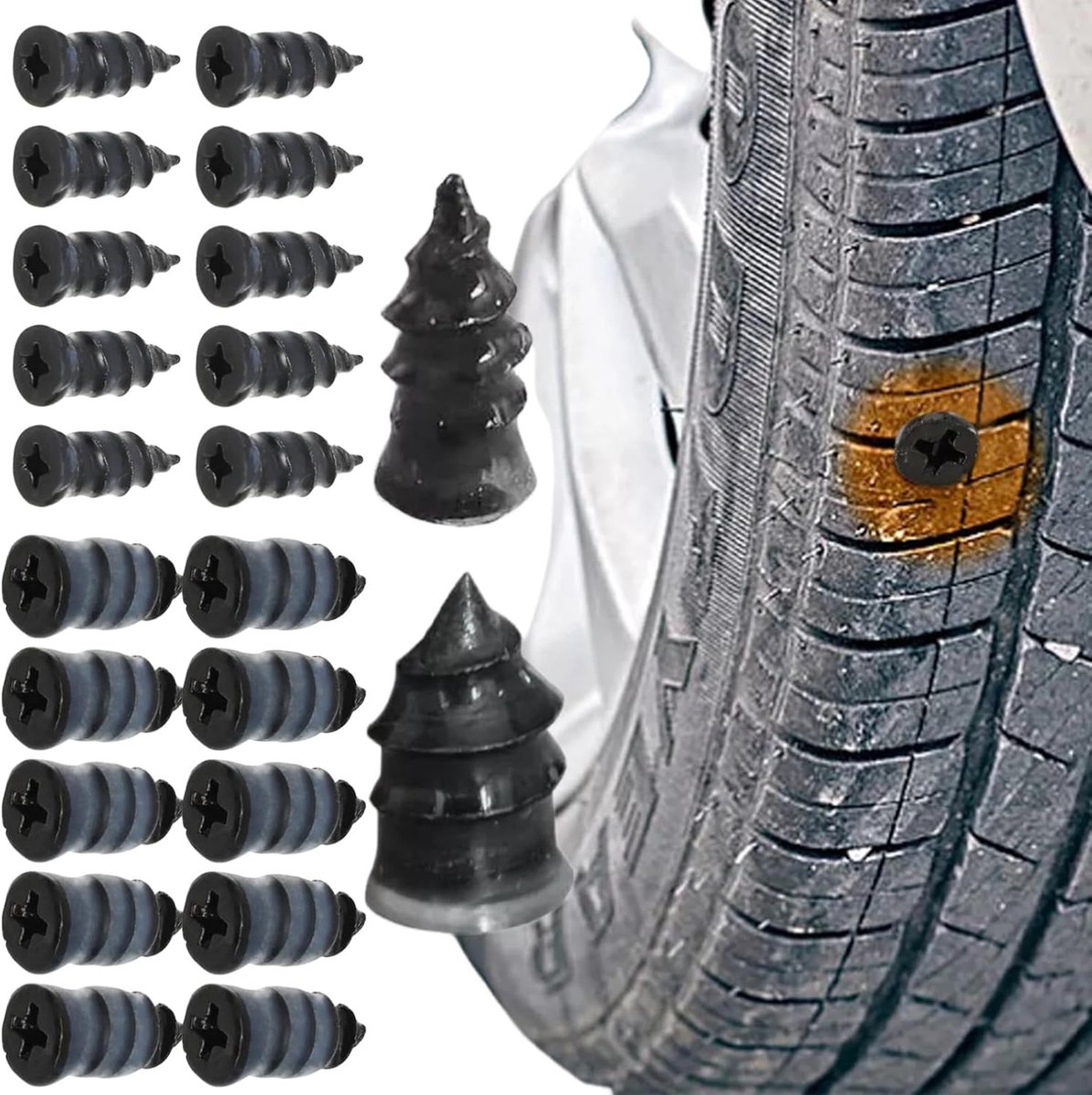 Bandenreparatie Rubber Nagels - 5.3mm en 6.5mm - Voor het vullen van gaten - Geen luchtverlies tijdens rijden - ShopVlot