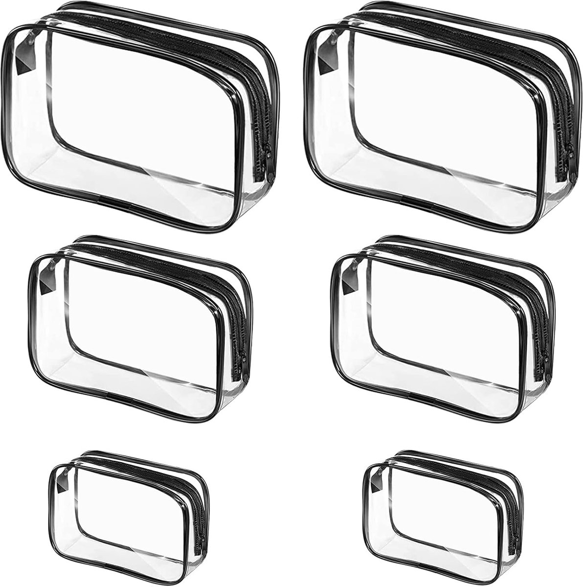 Toilettas set 6-delig - transparant - waterdicht - handige organizer voor make-up - ShopVlot