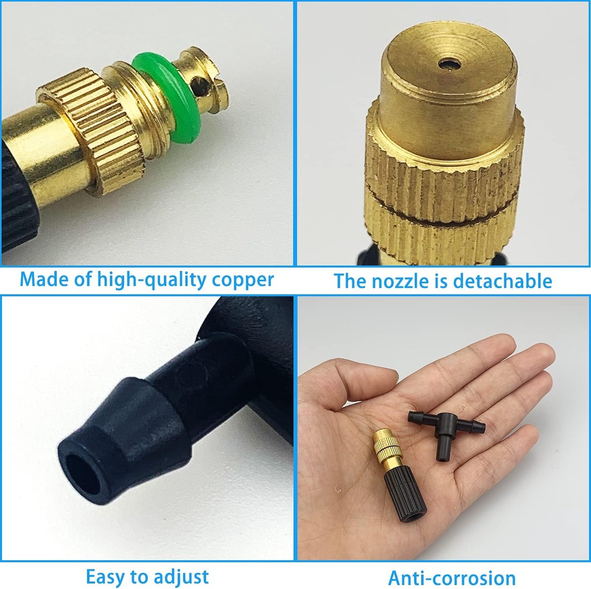 Misting Nozzles 12 Stuks - Verstelbaar Messing - Drip Irrigatie Systeem - Ideaal voor Tuinbewatering - ShopVlot