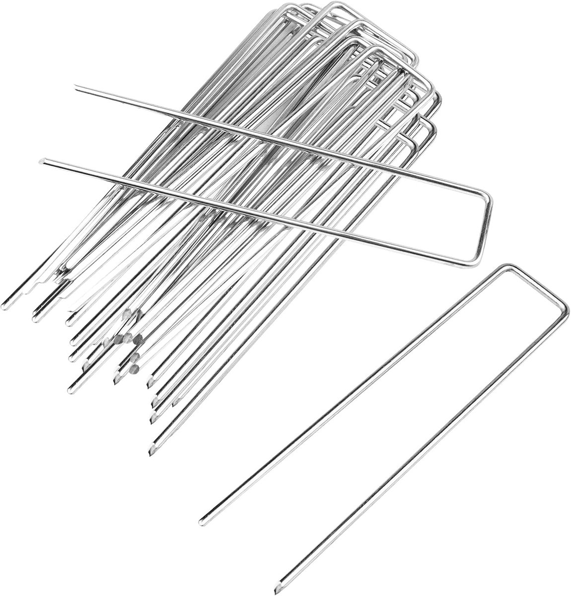 SnelShoppen - 50 Stuks Robuuste Gegalvaniseerde U-vormige Nagels voor Onkruidbestrijding, Ideaal voor Tuin, Grondankers, Hard Staal, Gemakkelijk te In