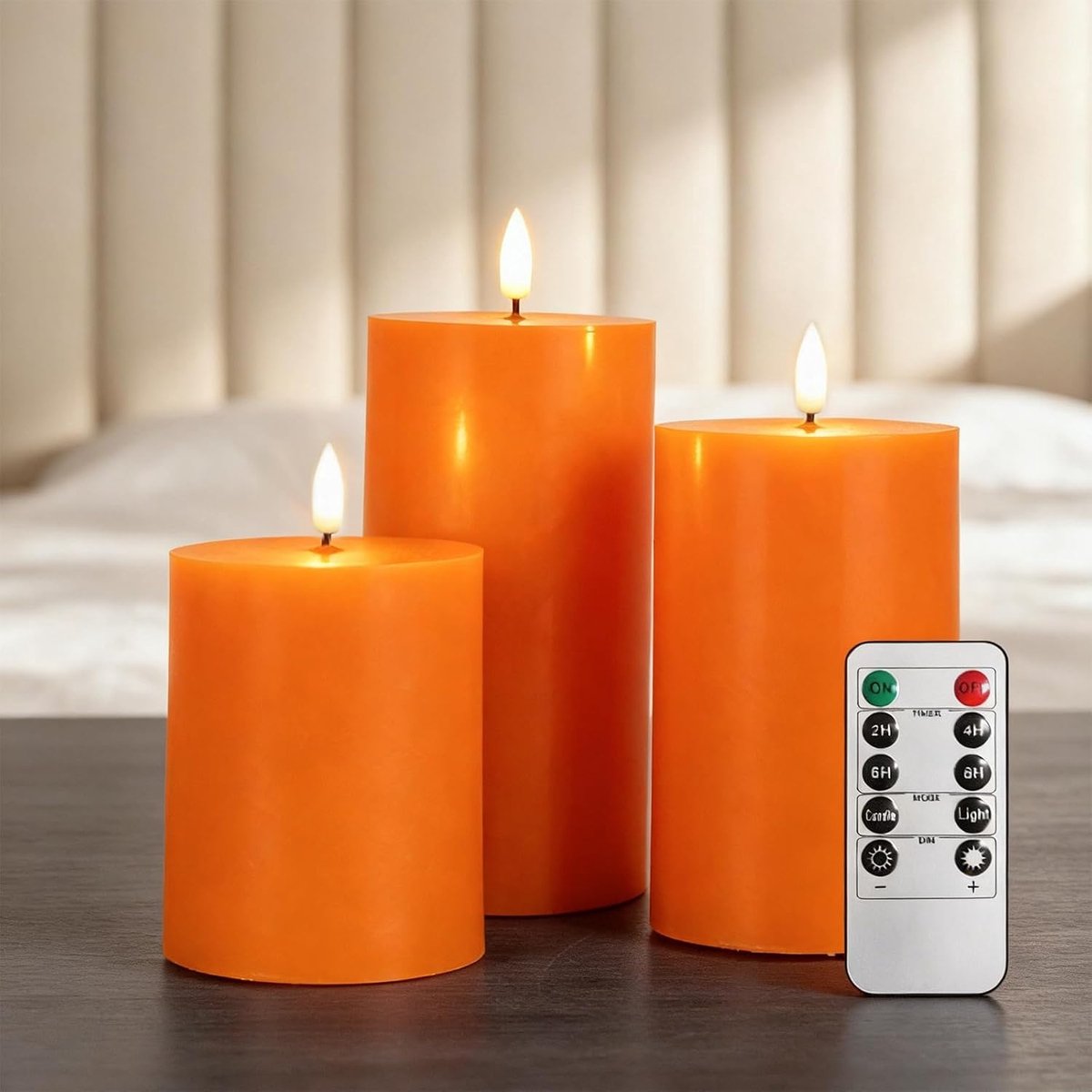 LED kaarsen set van 3 - oranje - met timer - veilige sfeer voor thuis en evenementen - ShopVlot
