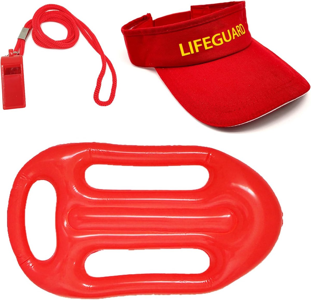Lifeguard kostuum set van 3 - verstelbare opblaasbare redder - inclusief fluit met lanyard - ideaal voor Halloween - SnelShoppen