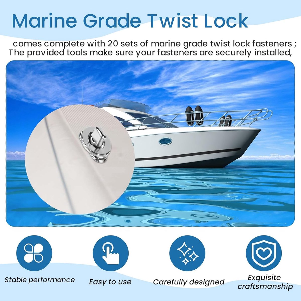 Twist Lock Clasps 20 Sets - Marine Grade - Duurzaam - Veilige sluiting voor canvas - SnelShoppen