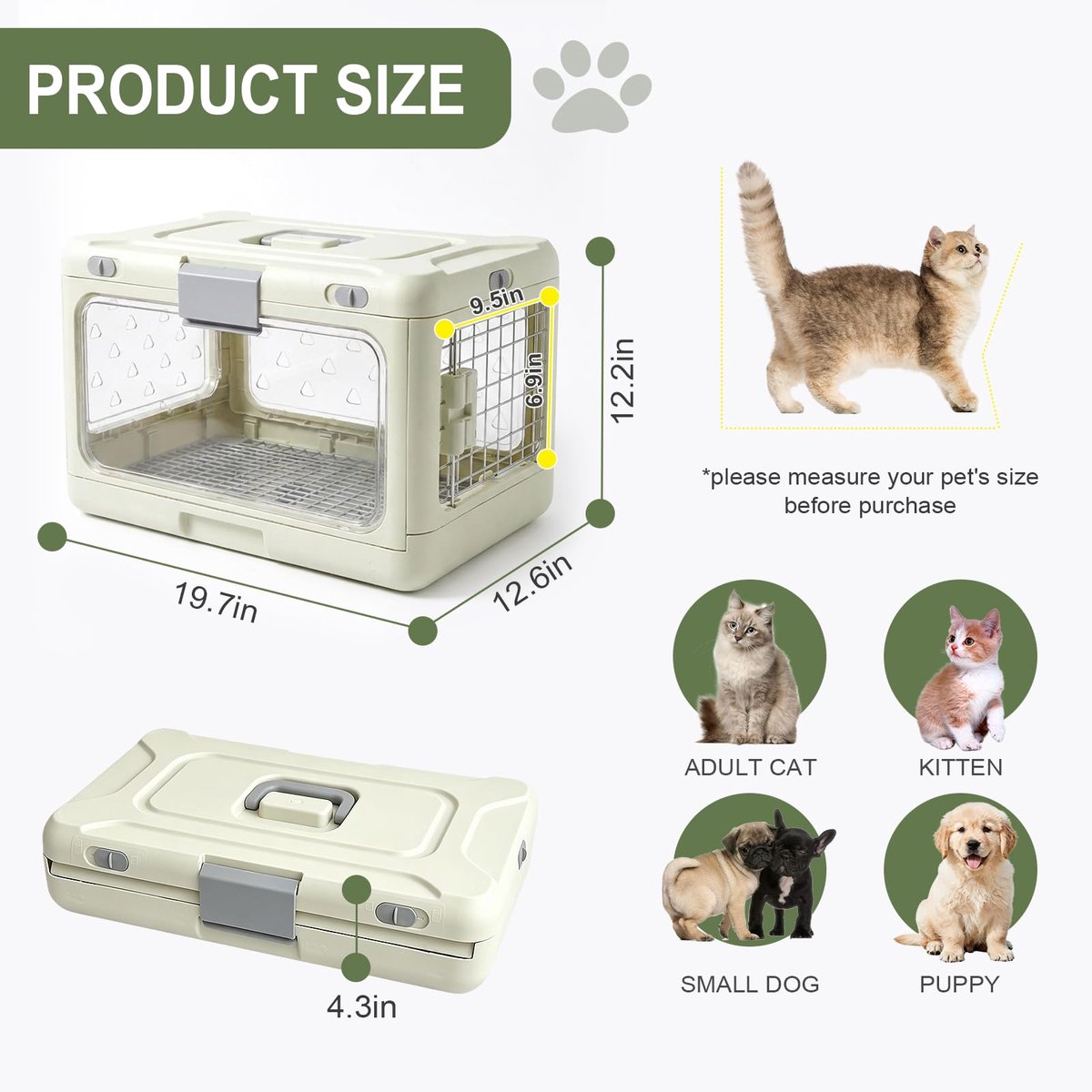 Huisdier reismand - inklapbaar transparant stevig frame voor katten kleine honden compacte opbergbare transporttas voor uitjes