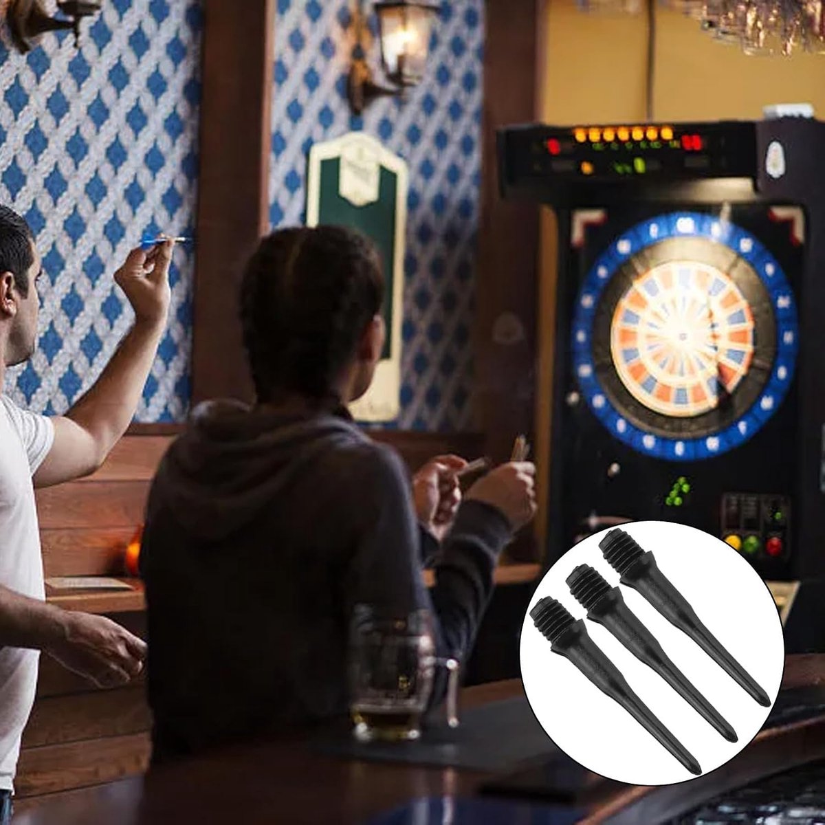 Dart Flights 200 Stuks - Zwart 2BA-schroefdraad - Verwisselbare zachte dartpunten - Voor competitie en plezier - SnelShoppen